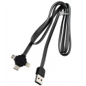 Кабель Micro-USB+Ligtning+Type-C, 3 в 1, Remax Lesu 3in1 RC-066th, черный