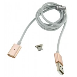 Кабель microUSB, Metal Magnetic, магнитный, 1 метр, 2A, серебро Кабель microUSB, Metal Magnetic, магнитный, 1 метр, 2A, серебро