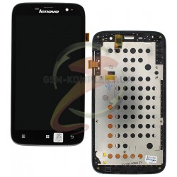 Дисплей для Lenovo A850, черный, с передней панелью, с сенсорным экраном (дисплейный модуль)