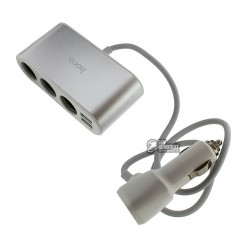 Автомобильное зарядное устройство Hoco Z13, разветвитель на 3 розетки и 2USB, 2.1A, с дисплеем Автомобильное зарядное устройство Hoco Z13, разветвитель на 3 розетки и 2USB, 2.1A, с дисплеем