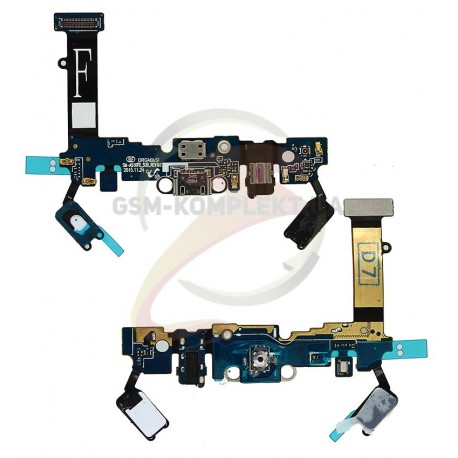 Шлейф для Samsung A510F Galaxy A5 (2016), мікрофону, конектора зарядки, конектора навушників, з компонентами