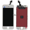 Дисплей iPhone 5S, білий, з рамкою, з сенсорним екраном (дисплейний модуль), China quality, Tianma