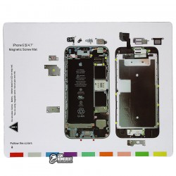 Магнитный коврик для ремонта iPhone 6s, с картой винтов и запчастей