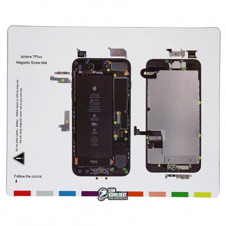 Магнитный коврик для ремонта iPhone 7 Plus, с картой винтов и запчастей