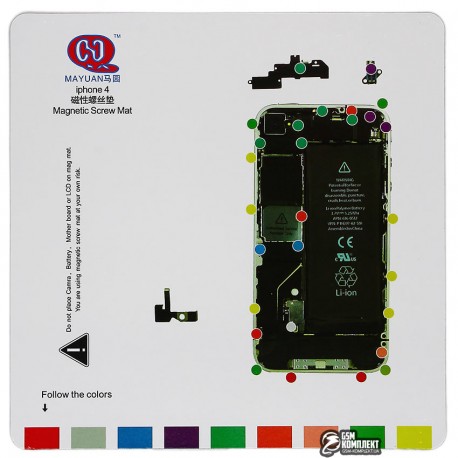 Магнитный коврик для ремонта iPhone 4, с картой винтов и запчастей