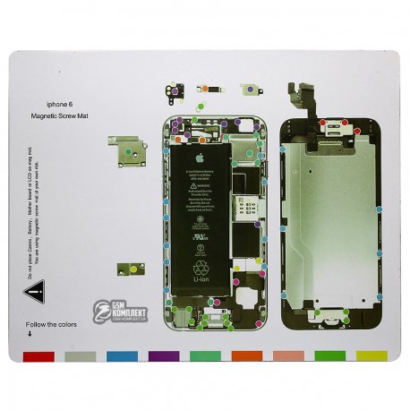 Магнитный коврик для ремонта iPhone 6, с картой винтов и запчастей