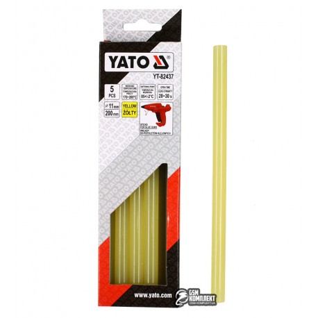 Термоклей желтый Yato YT-82437, D 11.2 мм, длинна 20 см, 5 шт