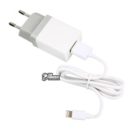 Сетевое зарядное устройство GOLF GF-U1 Travel charger + Lightning cable 1USB 1A White