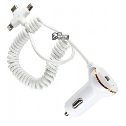 Автомобильное зарядное устройство Hoco Z5, 1 USB, 2.4 A, 12V, 24V, с универсальным кабелем