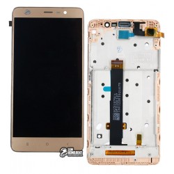 Дисплей для Xiaomi Redmi Note 3 Pro, золотистий, з сенсорним екраном (дисплейний модуль),з рамкою, original (PRC)