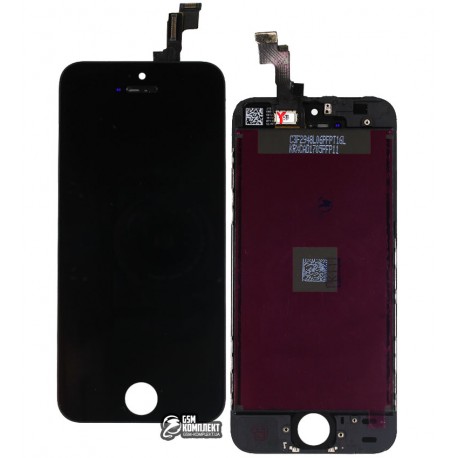 Дисплей iPhone 5S, iPhone SE, чорний, з сенсорним екраном (дисплейний модуль),з рамкою, original (PRC)