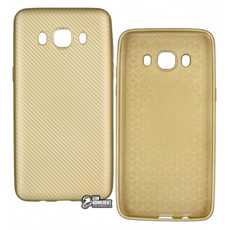 Чехол защитный для Samsung Galaxy J510 / J5 (2016) силиконовый, карбон, золотой