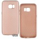 Чехол защитный для Samsung Galaxy S7 Edge силиконовый, карбон, розовое золото