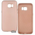 Чехол для Samsung G935 Galaxy S7 Edge силиконовый, карбон, розовое золото