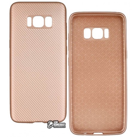 Чехол защитный для Samsung Galaxy S8 силиконовый, карбон, розовое золото