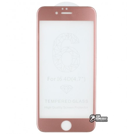 Закаленное защитное стекло 4D Glass для Apple iPhone 6, iPhone 6S, 3D, 0,3 мм 9H, Rose Gold