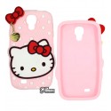 Чохол для Samsung i9500 Galaxy S4 / I337 / I545 / i9505 / i9506 / i9507 / M919, 3D Hello Kitty, світло-рожевий колір