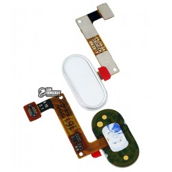 Шлейф для Meizu M5 Note, кнопки меню, белый, с пластиком