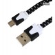 Кабель Micro Usb плоский, в тканевой оплетке, 1м