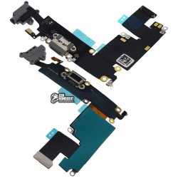Шлейф для Apple iPhone 6 Plus, черный, коннектора наушников, коннектора зарядки, с компонентами, с микрофоном Шлейф для Apple iPhone 6 Plus, черный, коннектора наушников, коннектора зарядки, с компонентами, с микрофоном