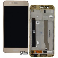 Дисплей для Asus Zenfone 3 Max (ZC520TL), золотистый, с рамкой, с сенсорным экраном