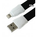 Кабель Lightning - USB, Remax Full Speed 2 для iPhone5/6/7, плоский, 1 метр, черный