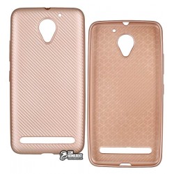 Чехол защитный для Lenovo Vibe C2 (K10A40) силиконовый, карбон, розовое золото
