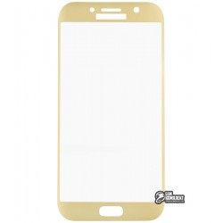 Загартоване захисне скло для Samsung A720 Galaxy A7 (2017), 3D, с закругленными углами, 0,26 мм 9H, Золоте