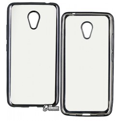 Чехол защитный для Meizu M5C силиконовый, прозрачный с черной рамкой