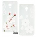 Чехол для Meizu M5 Note, OuCase Florid Series, прозрачный, белые цветы