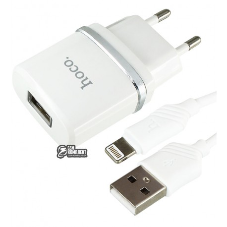 Сетевое зарядное устройство HOCO C11 1USB 1,2A + Cable lightning (Белый) Сетевое зарядное устройство HOCO C11 1USB 1,2A + Cable lightning (Белый)