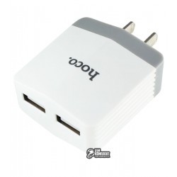 Сетевое зарядное устройство HOCO C13B 2USB 3,4A (Белый)