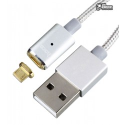 Магнитный кабель microUSB HOCO U16 Magnetic (Серебрянный)
