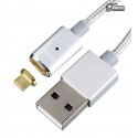 Кабель Micro-USB - USB, магнітний, HOCO U16 Magnetic (Срібний)