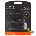 Флешка 16Gb, USB3.0 + OTG, PNY Duo-Link For Android Black (FD16GOTGX30K-EF)