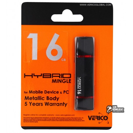 Флешка 16 Gb, USB + OTG Flash Drive 16 Gb Verico Hybrid Mingle (VM19-16Gb)