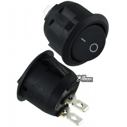 Выключатель RS101-8C (KCD-105) клавишный круглый, черный Выключатель RS101-8C (KCD-105) клавишный круглый, черный