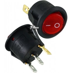 Выключатель клавишный круглый с подсветкой, 220V, красный Выключатель клавишный круглый с подсветкой, 220V, красный