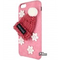 Чехол-накладка для iPhone 6 / 6S, новогодняя, alcantara, розовая