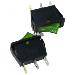 Переключатель клавишный узкий с подсветкой, 220V, зеленый