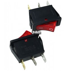 Выключатель клавишный узкий с подсветкой, 220V, красный Выключатель клавишный узкий с подсветкой, 220V, красный
