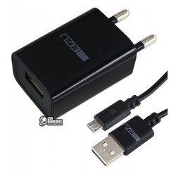 Зарядное устройство Meizu, 1A, 1USB, с MicroUSB кабелем, черное Зарядное устройство Meizu, 1A, 1USB, с MicroUSB кабелем, черное