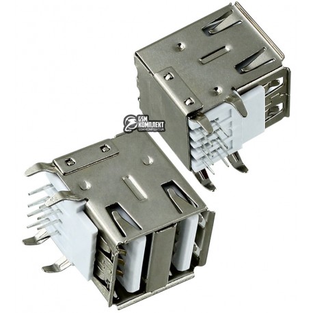 Гнездо USB-02-2-FD-90 USB-A сдвоенное горизонтальное Гнездо USB-02-2-FD-90 USB-A сдвоенное горизонтальное