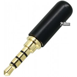 Штекер JACK 3,5 HQ 4pin ЧЕРНЫЙ металлический корпус, позолоченные контакты