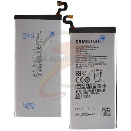 Аккумулятор EB-BG920ABE для Samsung G920F Galaxy S6, Li-ion, 3,85 B, 2550 мАч