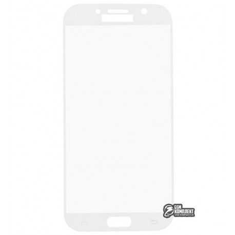 Загартоване захисне скло для Samsung A720 Galaxy A7 (2017), 3D, с закругленными углами, 0,26 мм 9H, біле