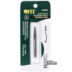 Шарошка карбидная по металлу, коническая со сферическим наконечником, хвостовик 3мм