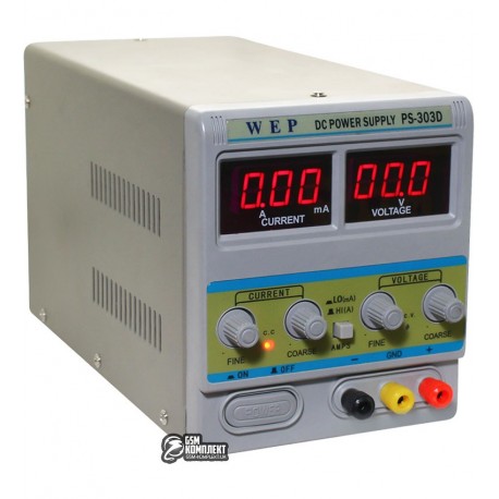 Лабораторный блок питания WEP PS-303D с переключателем Hi(A)/Lo(mA) 30V 3A цифровая индикация