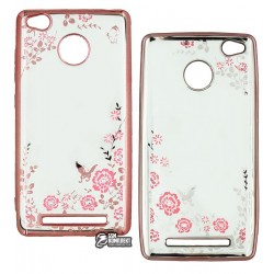 Чехол защитный Secret Garden Swarovski для Xiaomi RedMi 3s, силиконовый, розовый