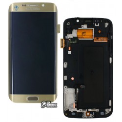 Дисплей для Samsung G925F Galaxy S6 EDGE, золотистый, с сенсорным экраном (дисплейный модуль), с передней панелью